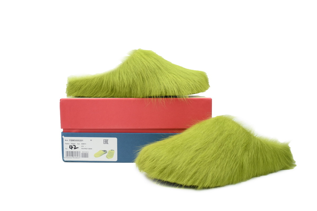 Marni Loafers Long-hair Calfskin Fussbett Sabot Green