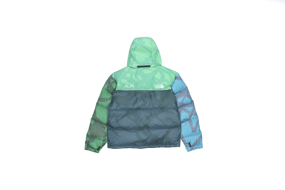 The North Face x KAWS Youth Retro 1996 Nuptse Jacket KW Safety Green Nuptse Print NF0A7WLX