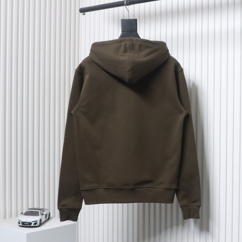 AMI Paris Ami de Coeur Cotton Zip Hoodie Dark Brown