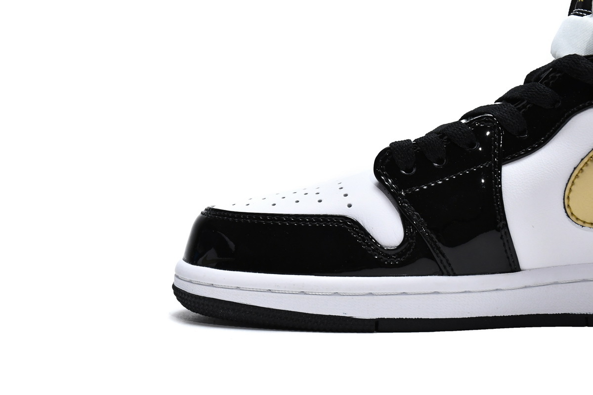 Air Jordan 1 Mid SE Black Gold Patent Leather 852542-007