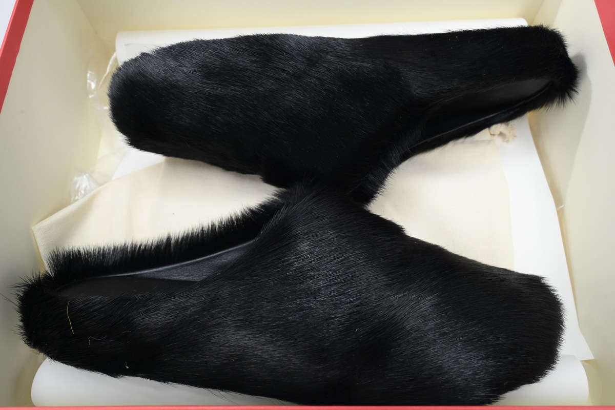 Marni Loafers Long-hair Calfskin Fussbett Sabot Black