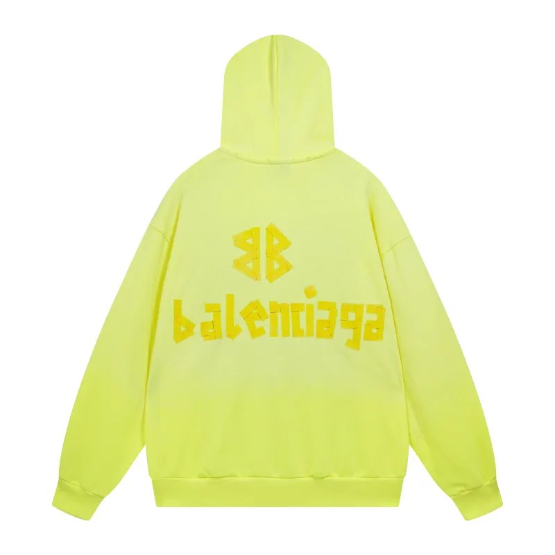 Balenciaga Ripped Pocket Hoodie Fluo Yellow