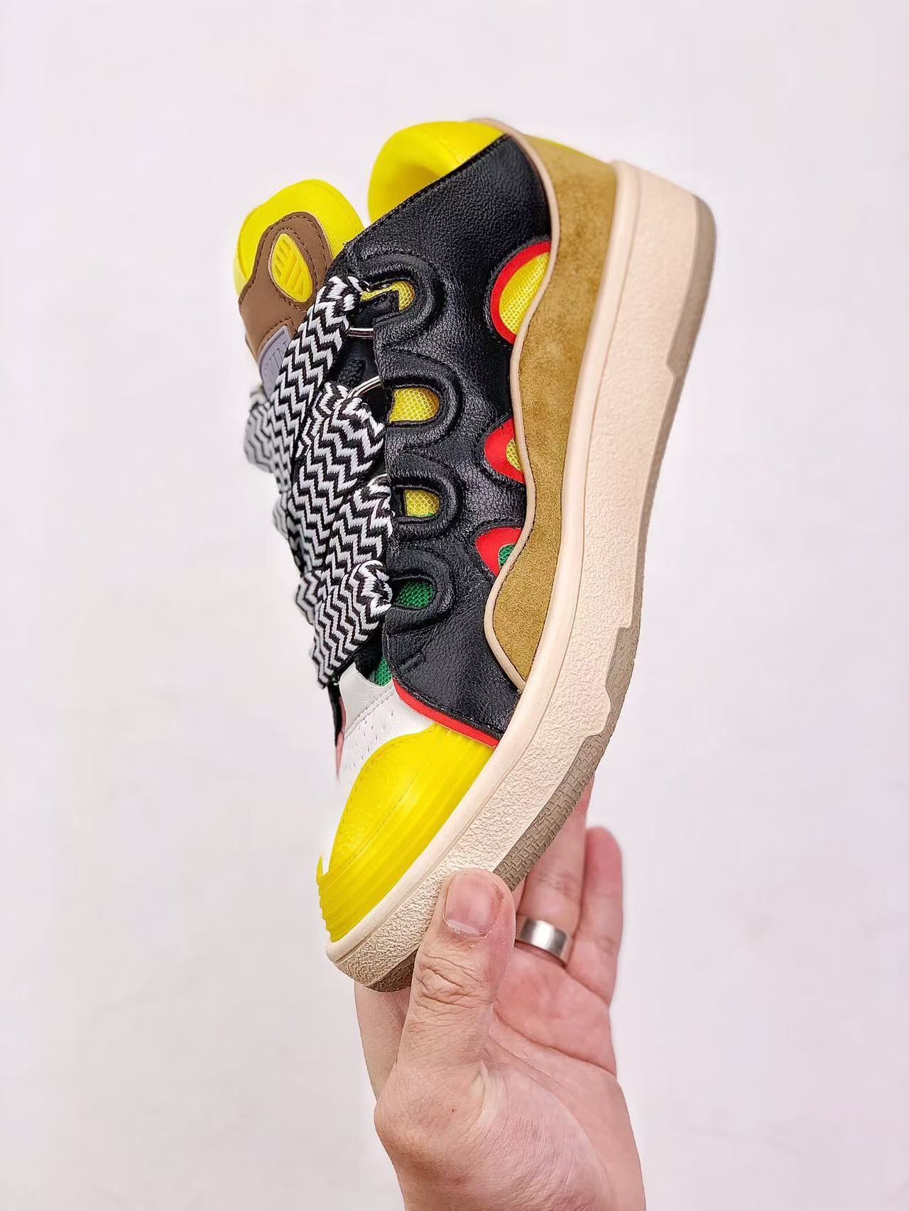 Lanvin Leather Curb Black Yellow