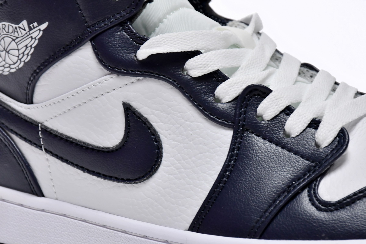 Jordan 1 Mid White Metallic Gold Obsidian 554724-174