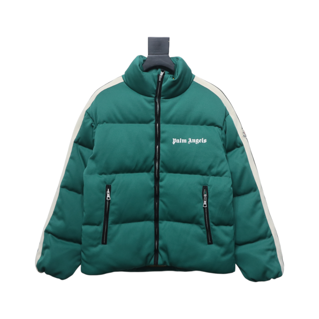 Moncler Palm Angels Striped Quilted Shell Down Jacket Green