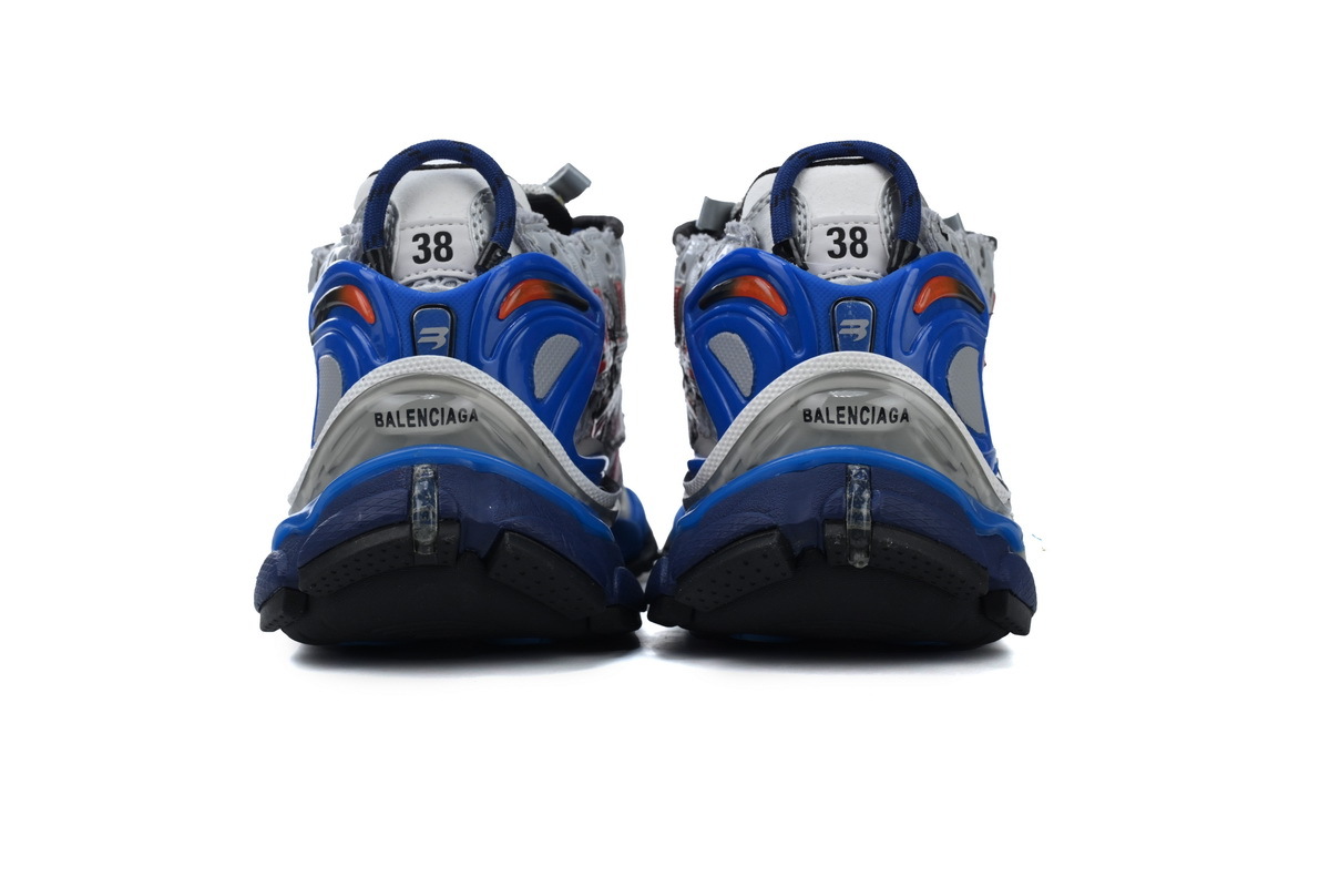 Balenciaga Runner White And Blue Printing 677402 W3RB6 1264