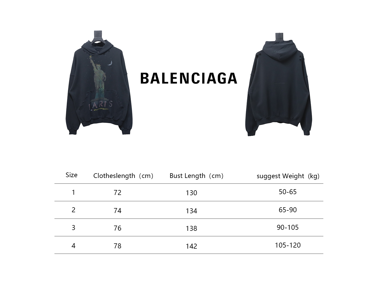 Balenciaga Black Paris Liberty Hoodie