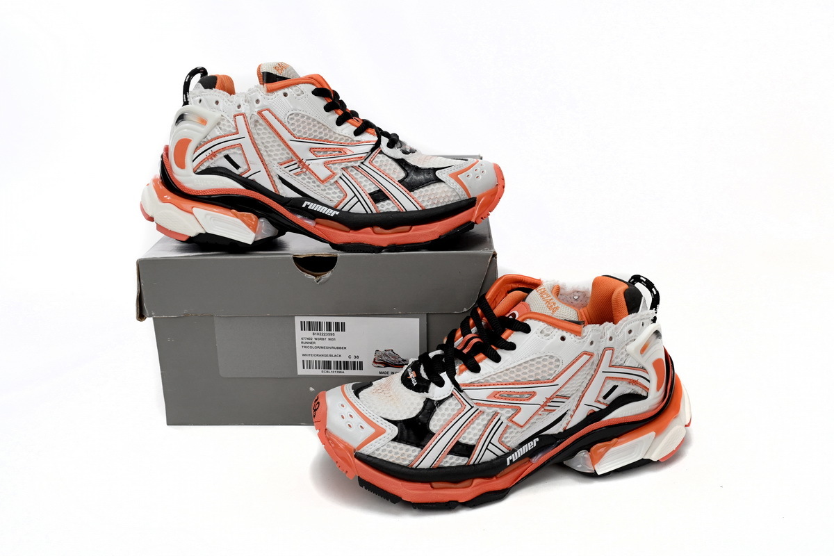Balenciaga Runner White Orange Black 677402 W3RB7 9051