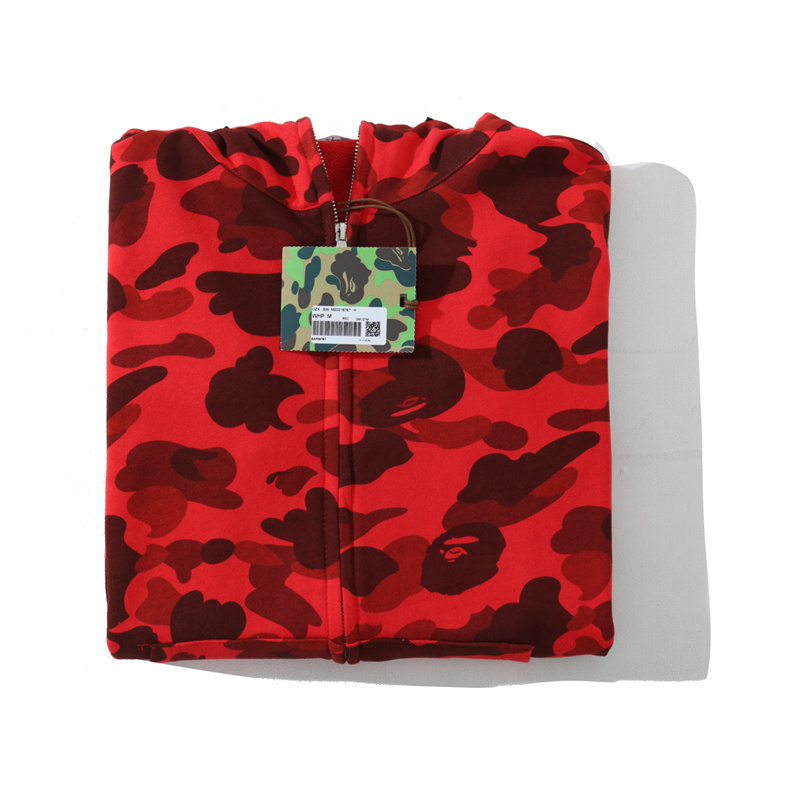 BAPE Color Camo Shark Zip Hoodie Red