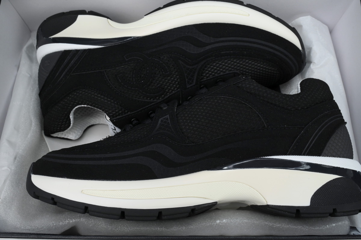 Chanel Fabric Laminated Low Top Sneakers Black