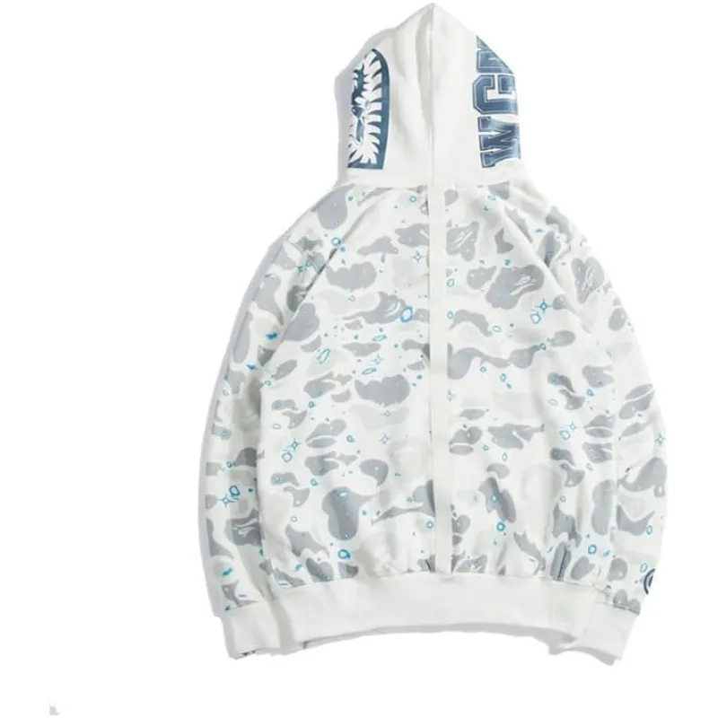 BAPE Space Camo Shark Full Zip Hoodie White