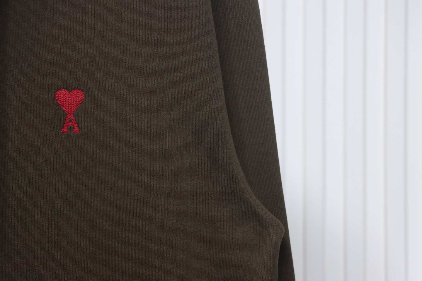 AMI Paris Ami de Coeur Cotton Zip Hoodie Dark Brown