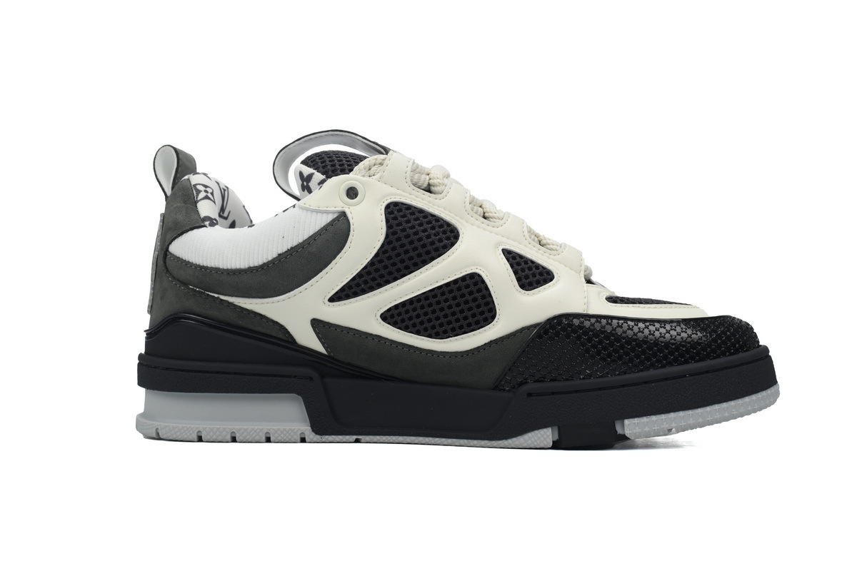 Louis Vuitton Leather Lace Up Fashionable Board Shoes Black Gray 1AC52M