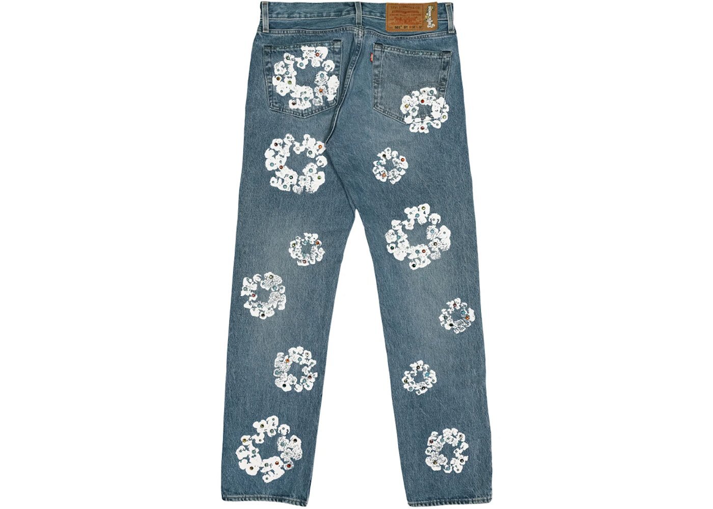Denim Tears x Levi's 501 Cotton Rhinestone Wreath Jeans Light Blue