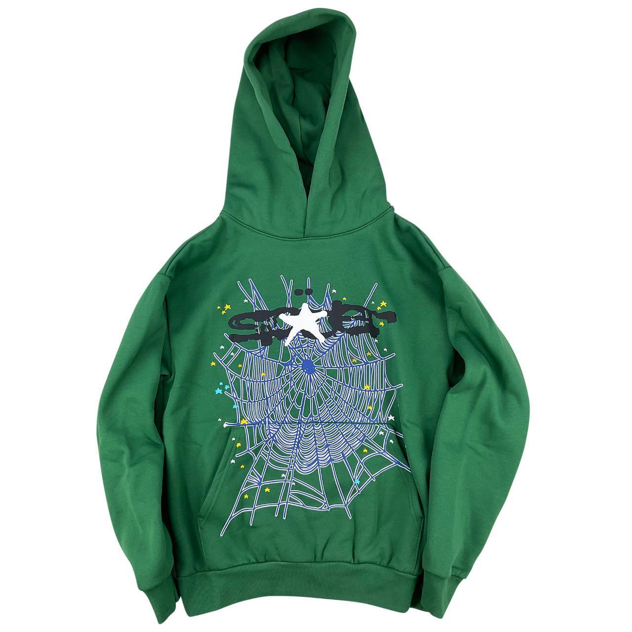 Sp5der Hoodie With Hat Dark Green HD08