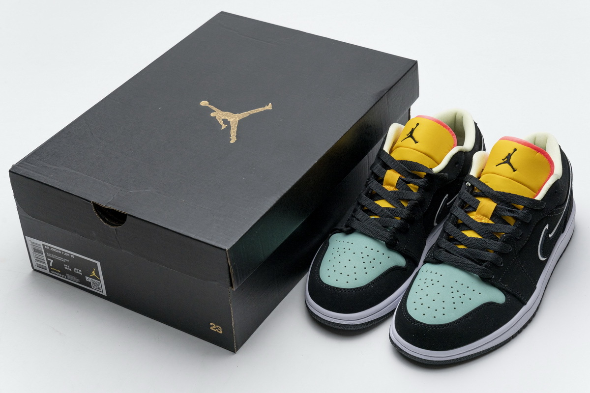 Jordan 1 Low Black Aurora Green Laser Orange CK3022-013