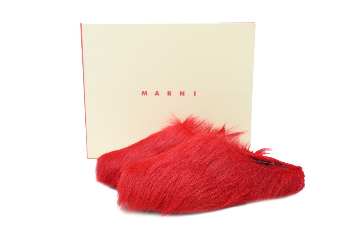 Marni Loafers Long-hair Calfskin Fussbett Sabot Red