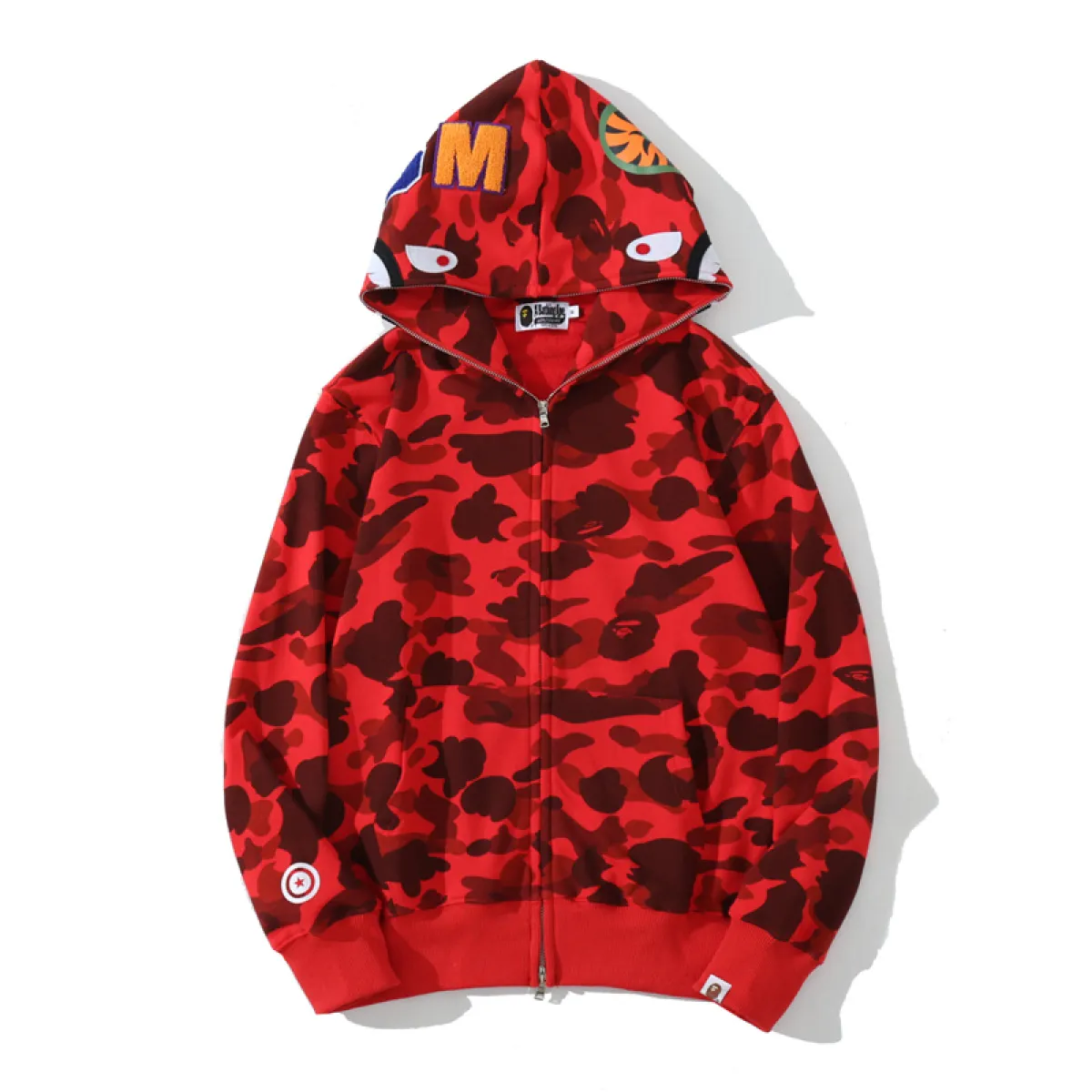 BAPE Color Camo Shark Zip Hoodie Red