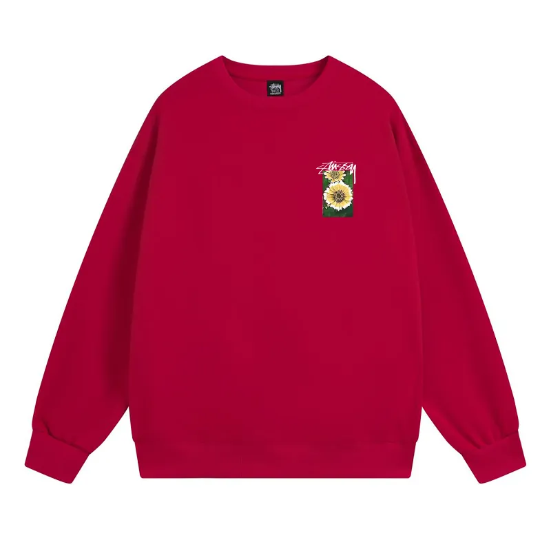 Stussy Flower Grid Pigment Dyed Hoodie Red
