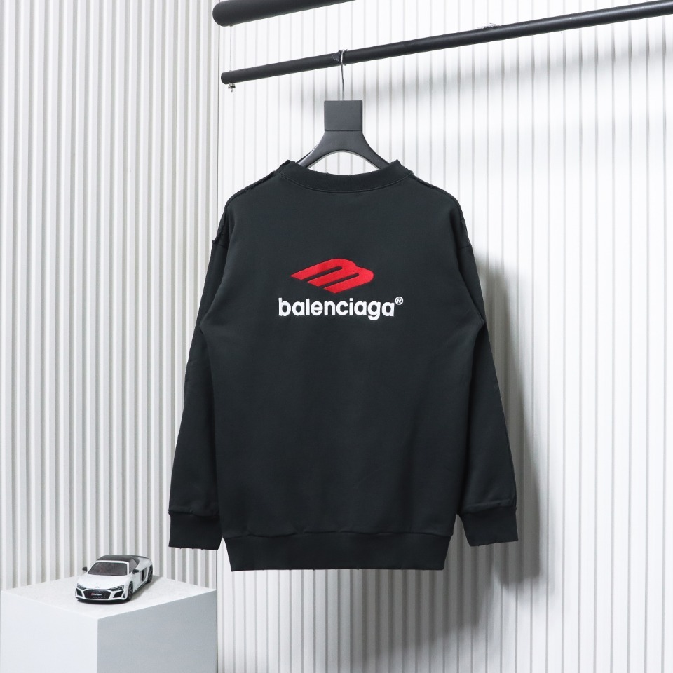 Balenciaga Double Front Crewneck Hoodie Black