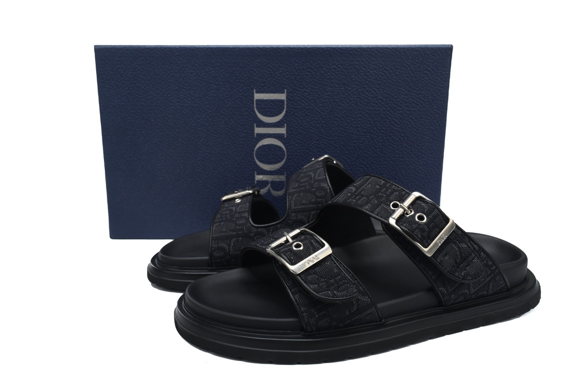 Dior Aqua Sandal All Black Dior Oblique Jacquard