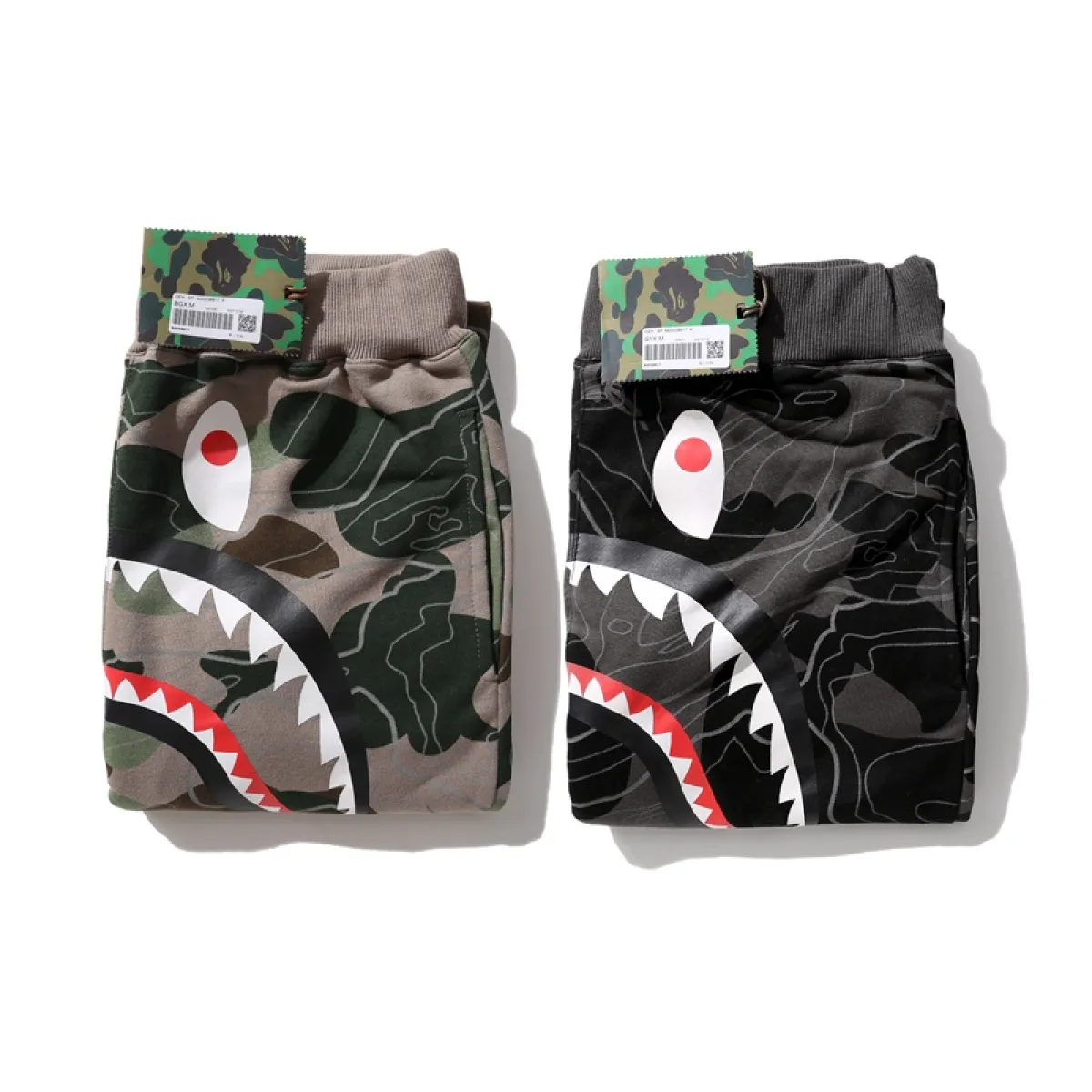 BAPE LAYERED LINE CAMO SHARK Layered Camouflage Shark Trousers