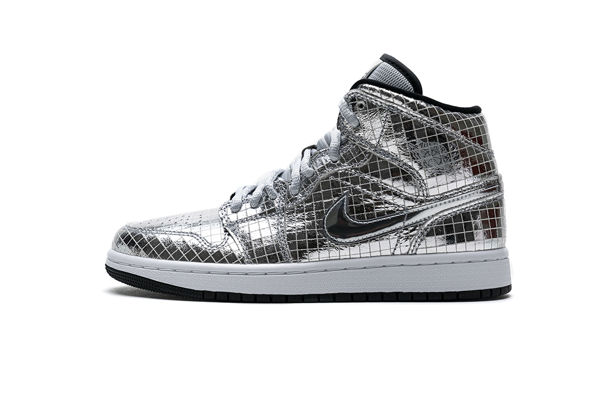 Jordan 1 Mid SE Disco Metallic Silver (Women's) CU9304-001