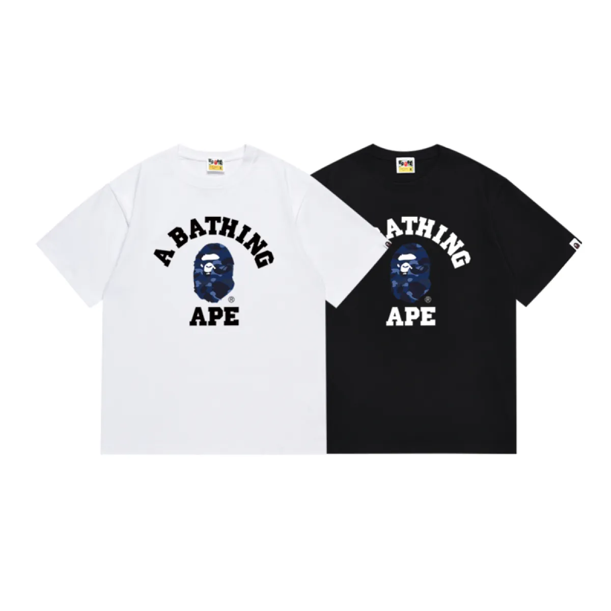 BAPE Sand Camo College T-shirt White-Navy/Black-Navy 145