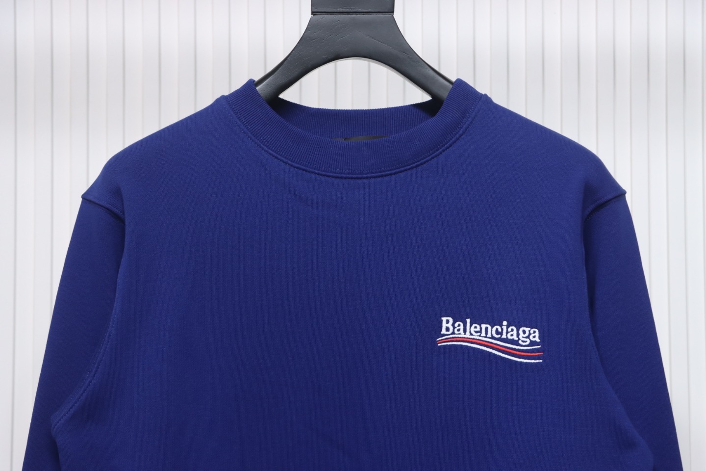 Balenciaga Campaign Logo Printed Crewneck Hoodie Navy