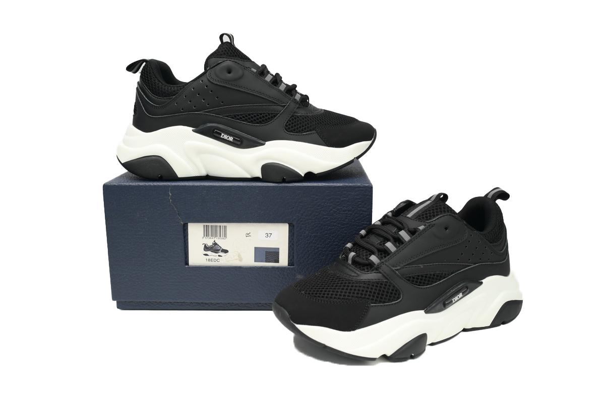 Dior White Blue Black B22 Sneakers Black And White