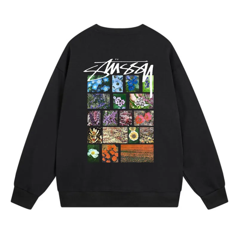 Stussy Flower Grid Pigment Dyed Hoodie Black