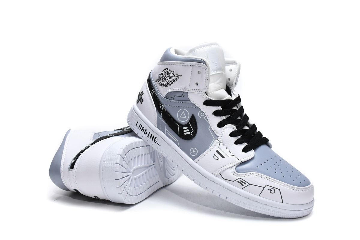 Air Jordan 1 Mid PS5 White Grey Black 554724-130
