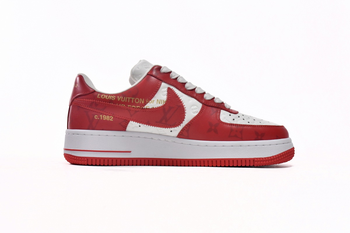 Louis Vuitton Nike Air Force 1 Low By Virgil Abloh White Red