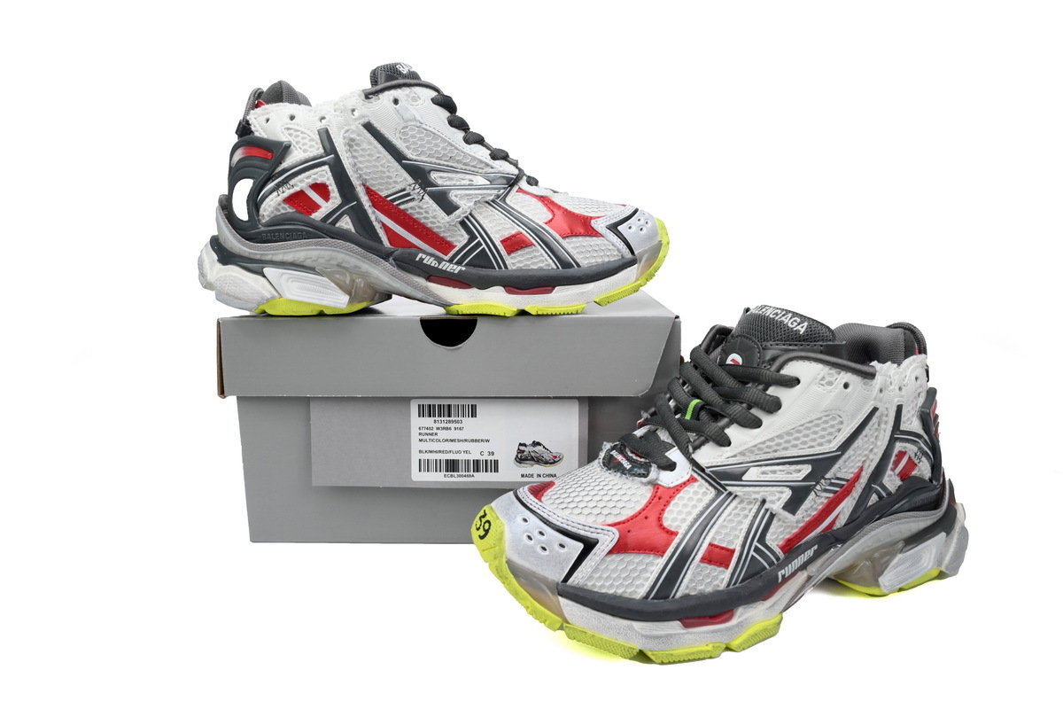 Balenciaga Runner White Black and Red 677402 W3RB2 9167
