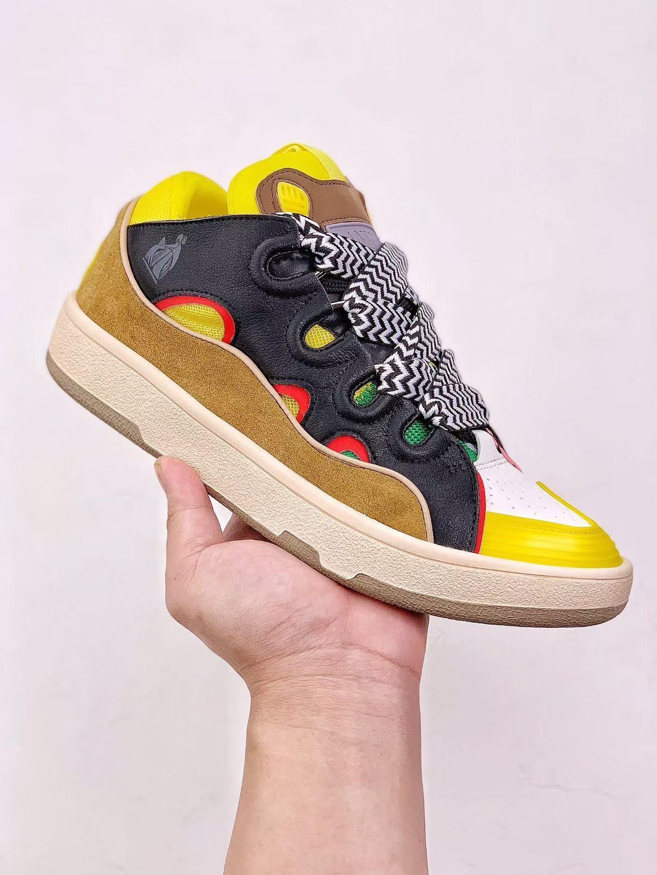 Lanvin Leather Curb Black Yellow