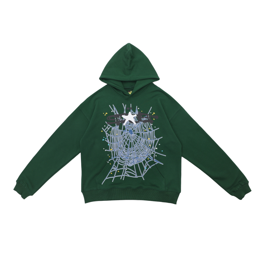 Sp5der Hoodie With Hat Dark Green HD08