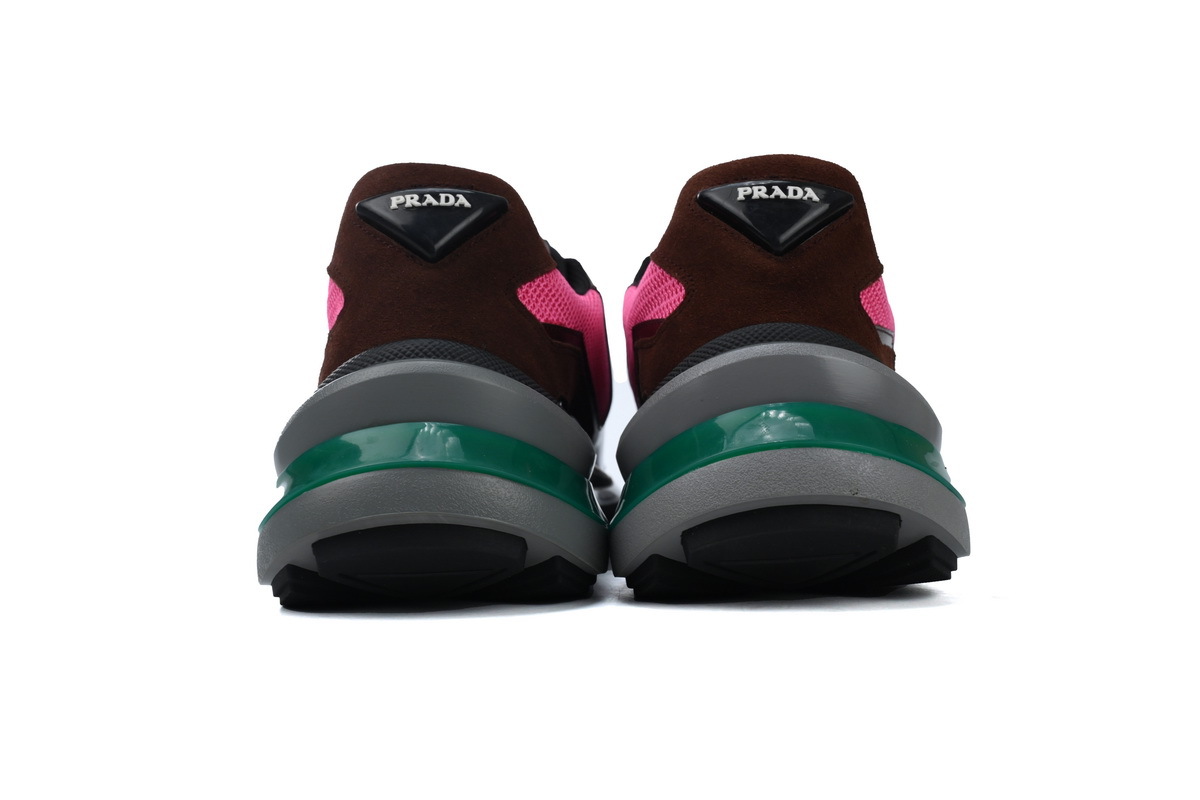 Prada Prada Brushed Leather Sneakers Bike Fabric Suede Garnet Peony