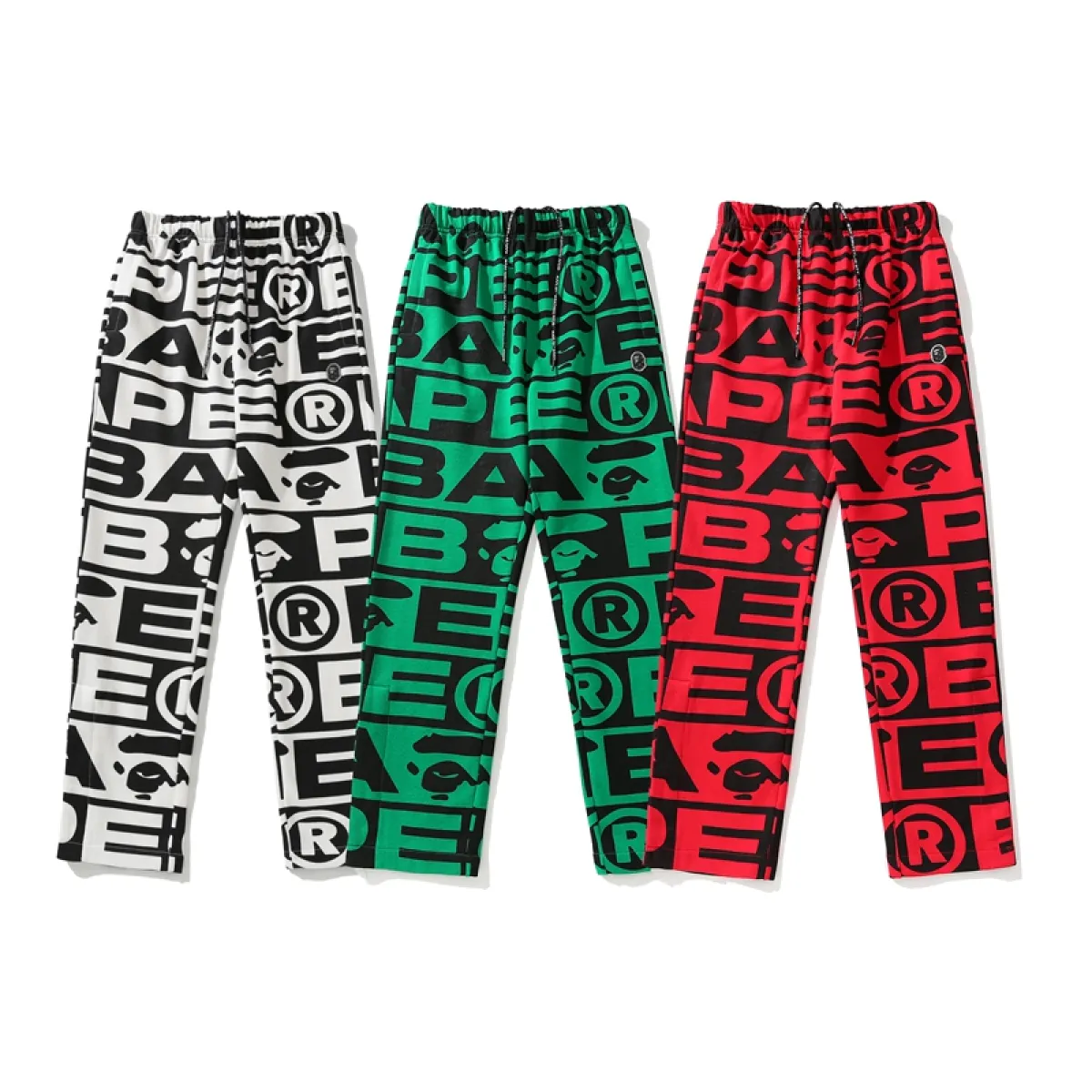 BAPE FW23 Full Print Letter Series Shark Loose Version Sweatpants