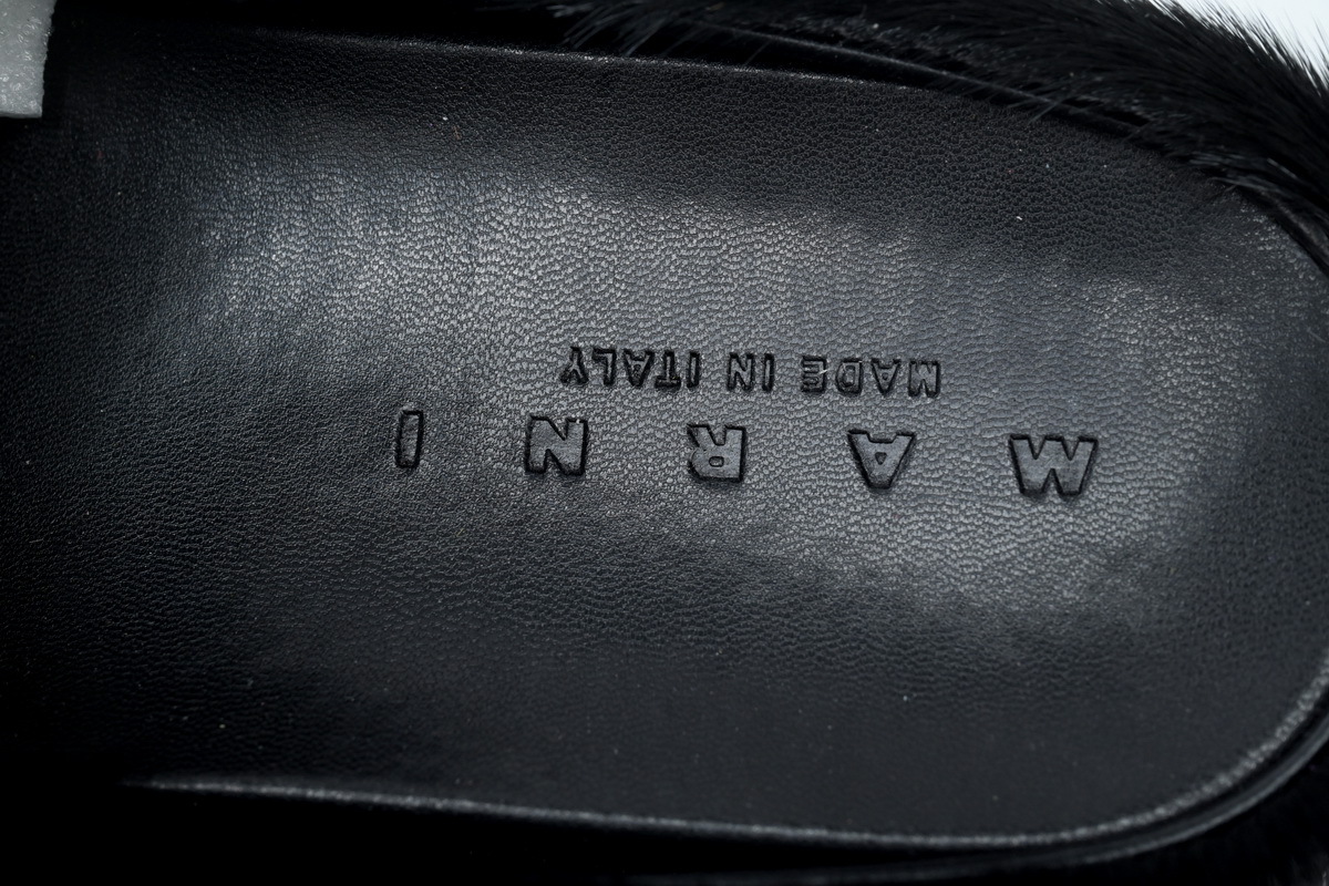 Marni Loafers Long-hair Calfskin Fussbett Sabot Black