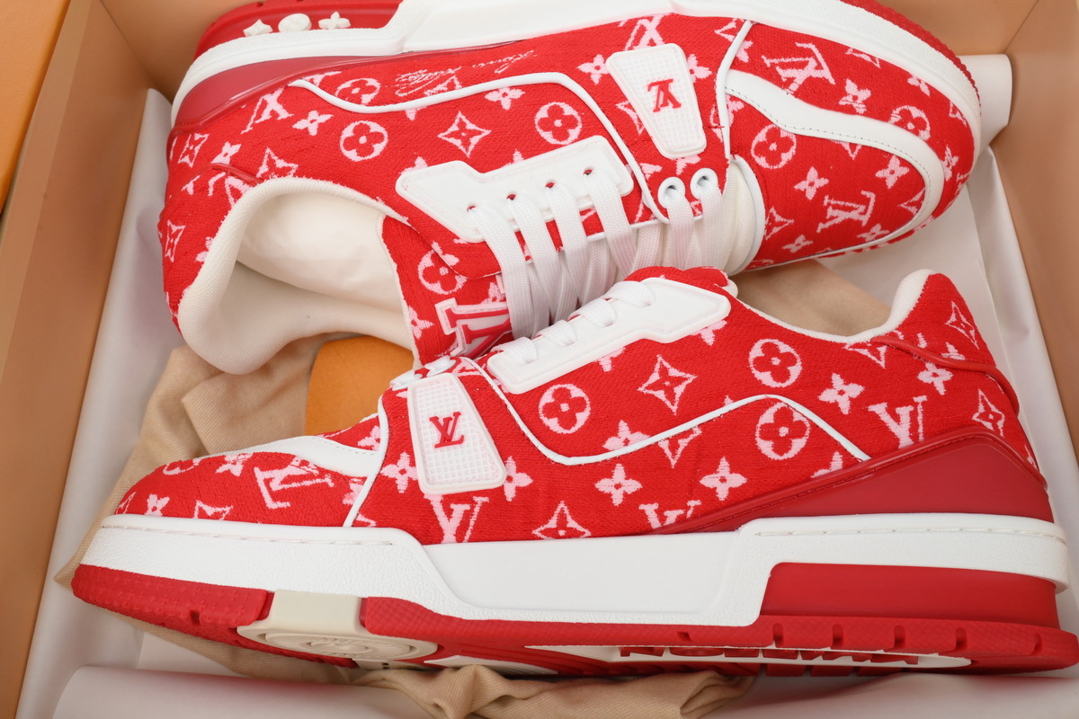 Louis Vuitton Trainer Red Monogram Textile