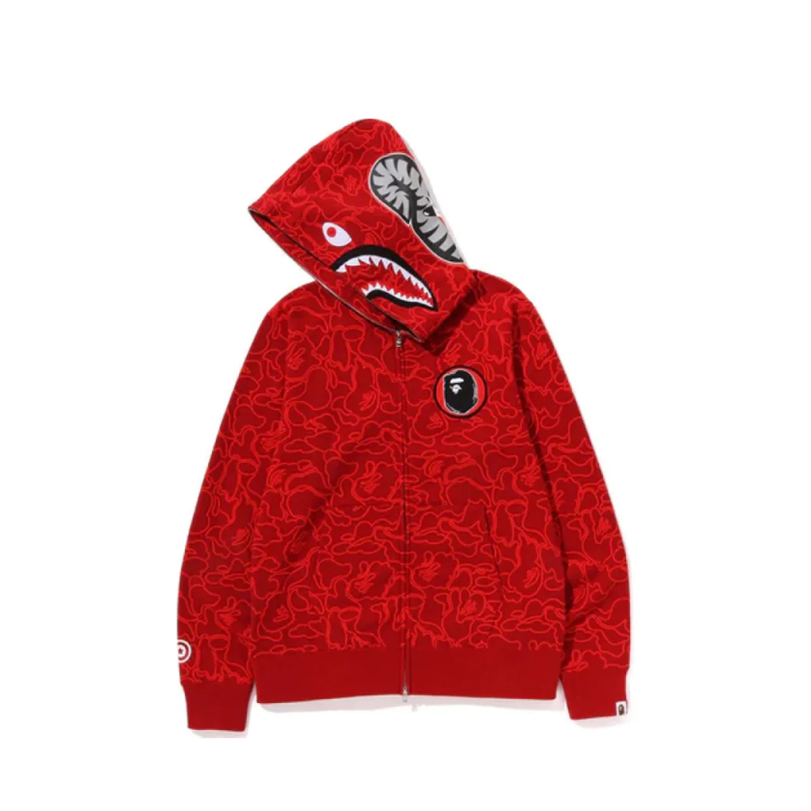 BAPE Camo Shark Full Zip Hoodie Red