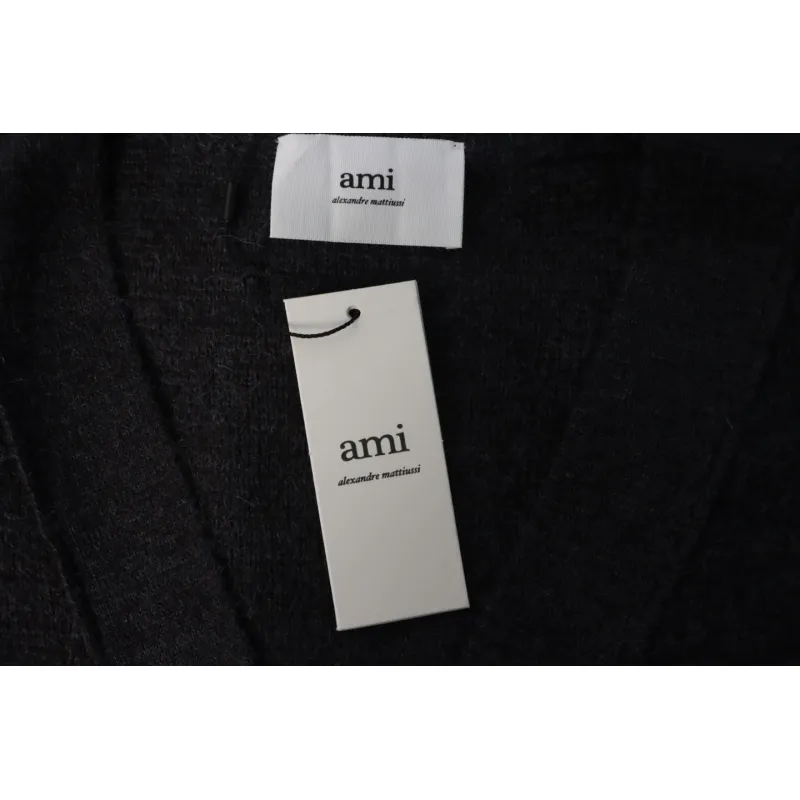 AMI Paris Ami de Coeur Cardigan Dark Grey