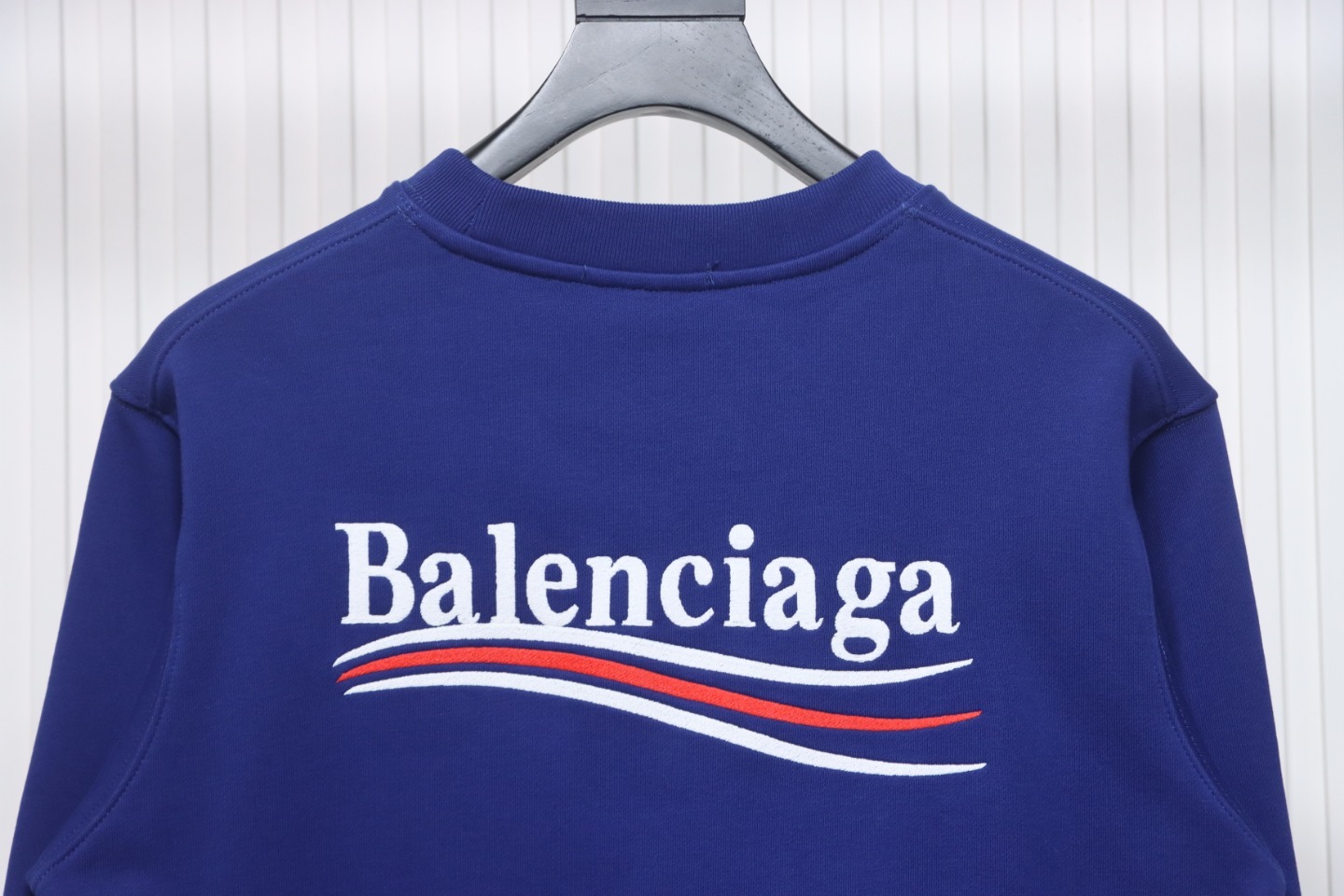 Balenciaga Campaign Logo Printed Crewneck Hoodie Navy