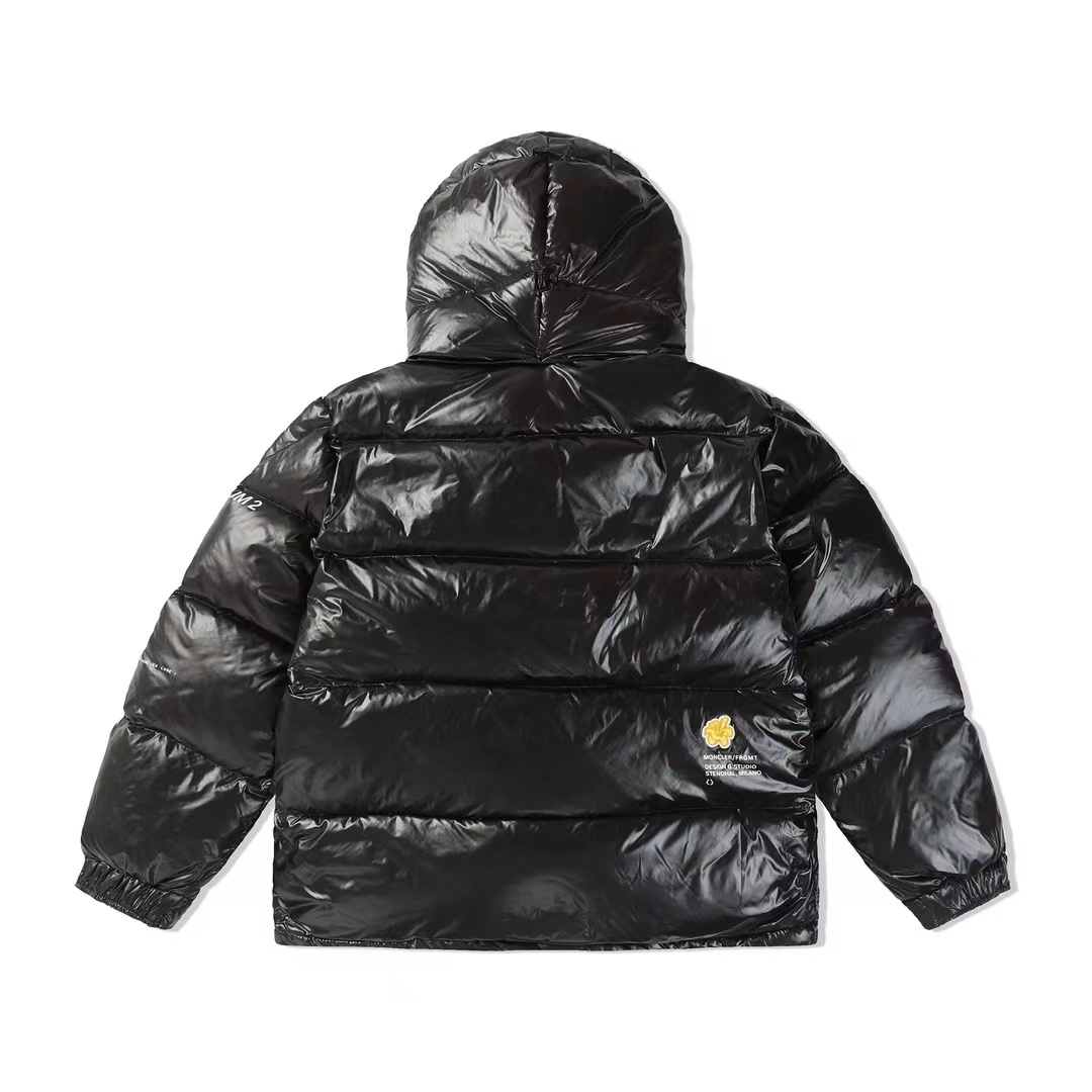 Moncler Maya Short Down Jacket Black White Yellow