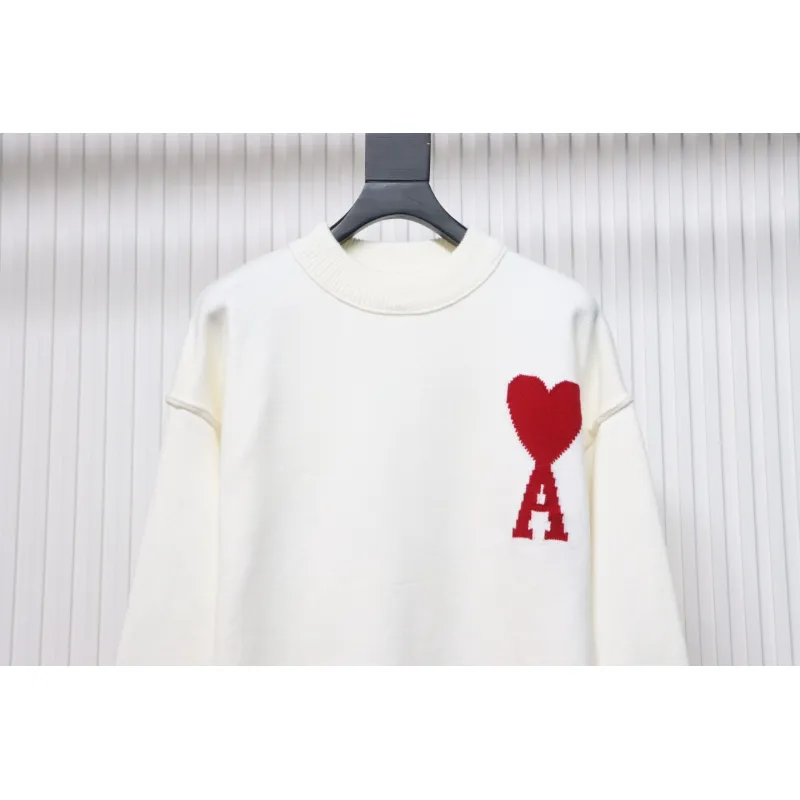 AMI Paris Ami de Coeur Sweater White