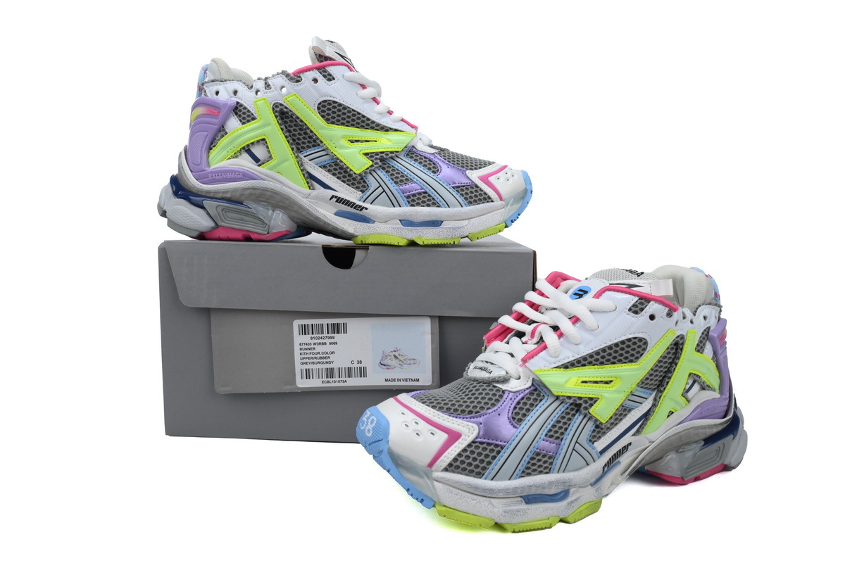 Balenciaga Runner White Yellow Purple 677403 W3RBB 9069