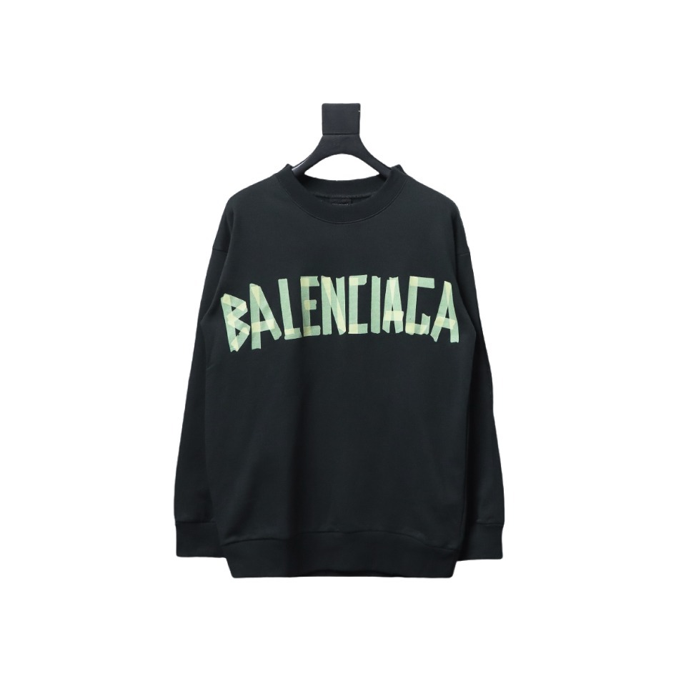 Balenciaga Double Front Crewneck Hoodie Black