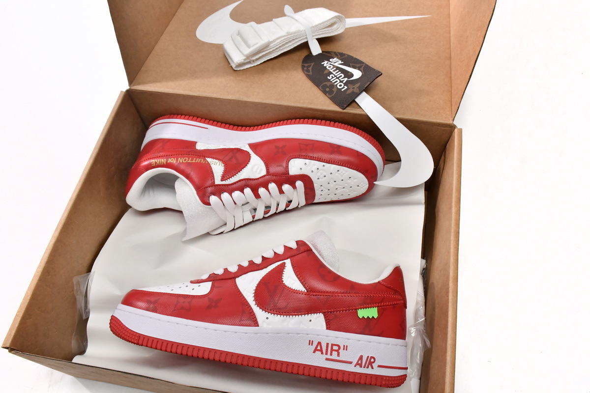 Louis Vuitton Nike Air Force 1 Low By Virgil Abloh White Red