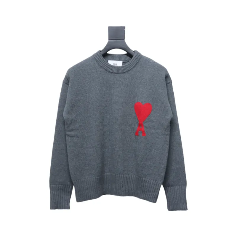 AMI Paris Ami de Coeur Sweater Grey