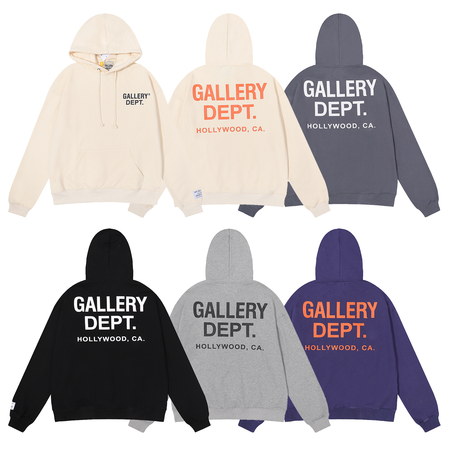 Gallery Dept Hoodie With Hat White Purple Black Grey